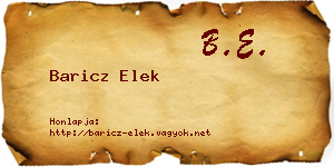 Baricz Elek névjegykártya