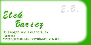 elek baricz business card